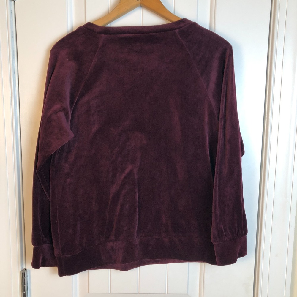 Loft Womens Velour LS Sweatshirt Pullover Burgundy Small Petite Whimsigoth‎ Cozy - Picture 3 of 7